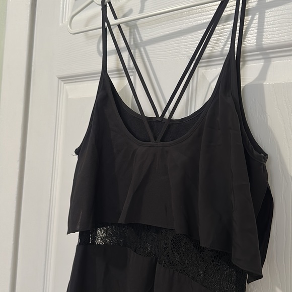 BCBG - Black Lace Hanker-chief Hem Lace Slip Dress ANTM - Picture 7 of 8